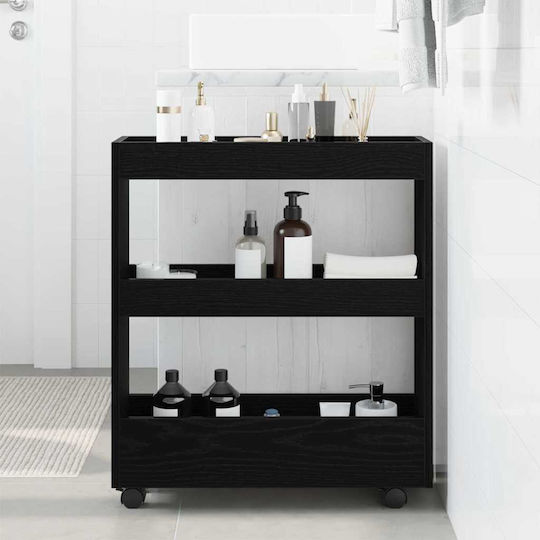 vidaXL Επιδαπέδια Ραφιέρα Μπάνιου Ξύλινη 70x60x18cm Μαύρη