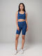 Frauen-Set mit Fahrrad Leggings Hochgeschnitten Blue