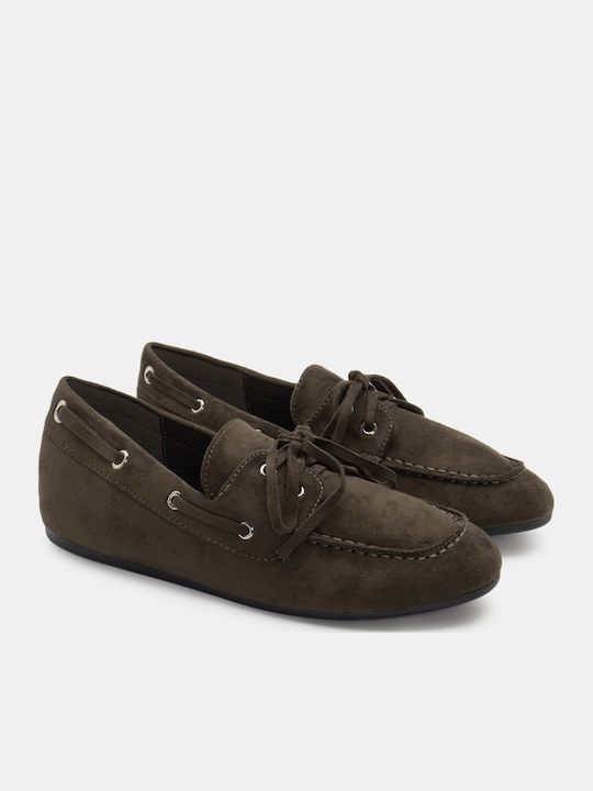 Luigi Women's Moccasins in Khaki Color
