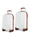 Newcom Travel Suitcases Hard White Max Height 68cm with 4 Wheels Set of 2
