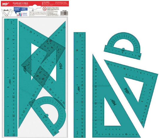 Mp Set Rulers Pa144c Transparent Plastic 4 Pieces Green Pa144c-cn