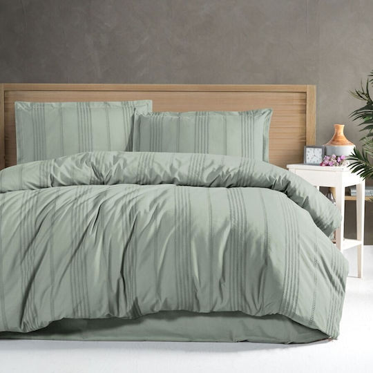 Clasy Home Set Huse Pentru Pilote Arakis 200x220cm Dublă Cu 2 Fețe De Pernă Verde