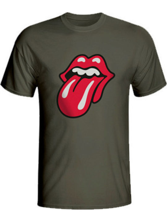 Lux In Tenebris Premium Quality Cotton Blouse Rolling Stones Printed T-Shirt Khaki