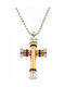 Ios Men's Cross from Rose Gold Plated Steel with Chain