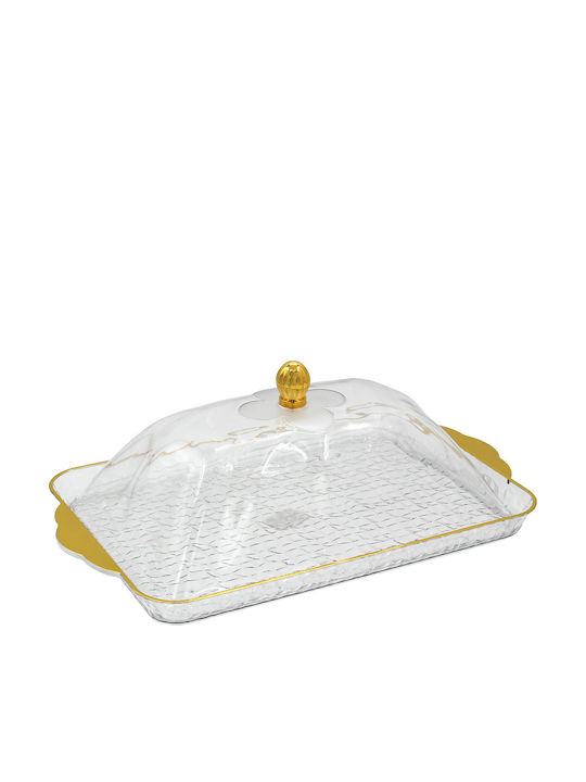 Keskor Tortieră Plastic cu Capac Auriu 46.5x28x16buc