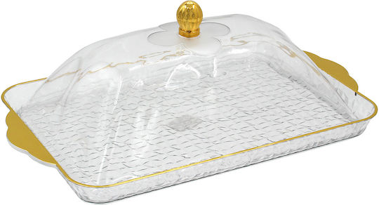 Keskor Tortieră Plastic cu Capac Auriu 46.5x28x16buc