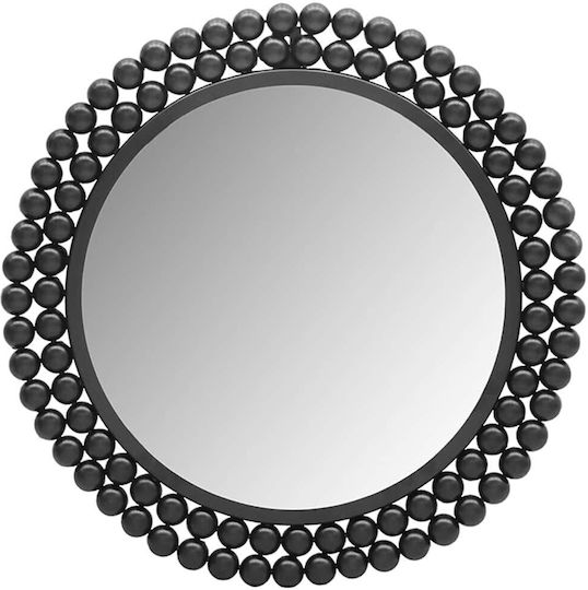 Mirrors & More Amila Oglindă de Perete cu Negru Ramă din Metalic Diametru 46cm 1buc