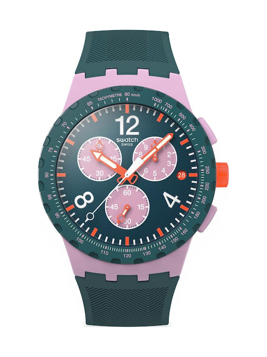 Swatch Flash Men's Watch Chronograph Battery with Pink Rubber Strap