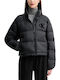 Κοντό Γυναικείο Puffer Μπουφάν για Χειμώνα Black