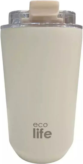 Ecolife Glass Thermos Stainless Steel / Aluminum / Plastic BPA Free 360ml Pure Cream