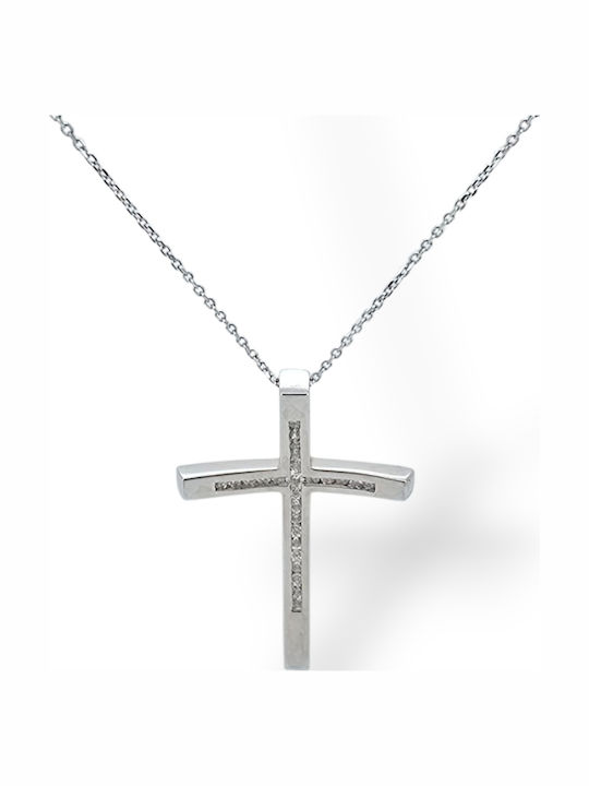 Mentzos Weißgold Kreuz 18K mit Kette
