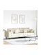 Four Seater Velvet Couch Cream with Decorative Pillows 250x77x76 cm