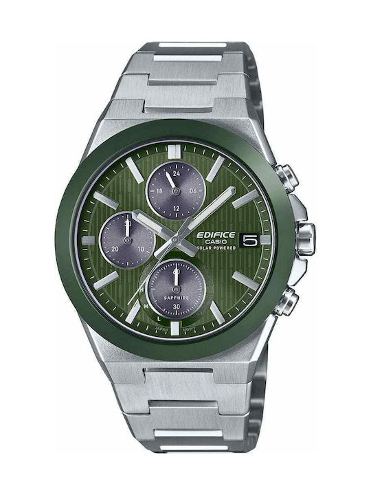 Casio Edifice Men's Watch Chronograph Solar with Silver Metal Bracelet