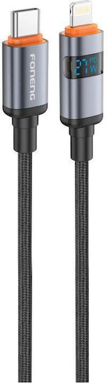Foneng Braided USB-C to Lightning Cable 27W Μαύρο 1.2m (X116)