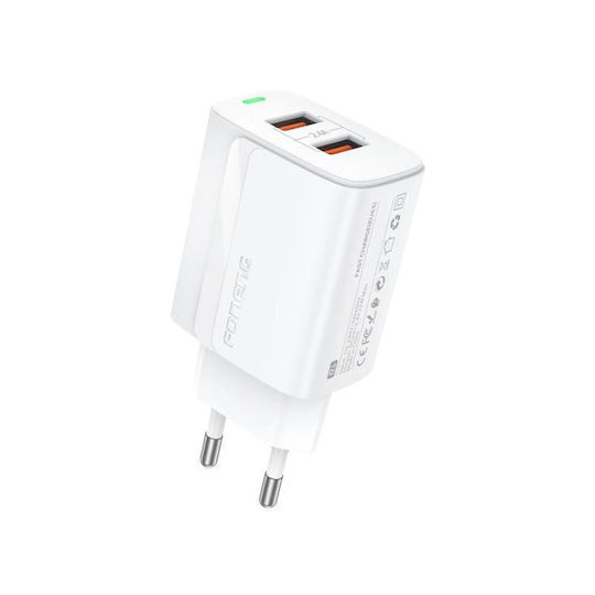 Foneng Φορτιστής Χωρίς Καλώδιο με 2 Θύρες USB-A 12W Λευκός (EU63)