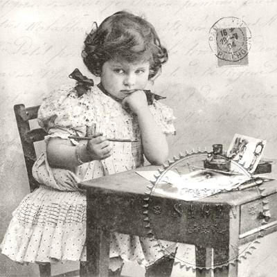 Șervețele Vintage Fetiță Scriind 33x33cm