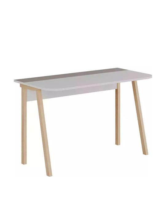 Desk Malia Wooden Λευκό-μόκα, Φυσική Απόχρωση 120x60.5x75cm