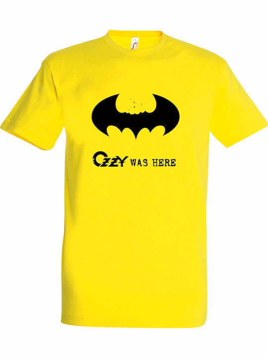 T-shirt Unisex " Ozzy Was Here Ozzy Osbourne Ft Batman " Lemon
