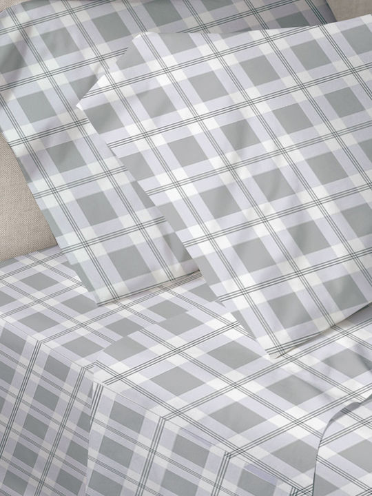 Sunshine Mint 152 Double Bed Sheets Set 200x250cm Check 4 Pieces