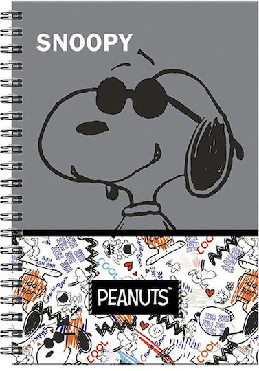 Back Me Up Spiral Caiet Cu dungi B5 70 de Foi 2 de Subiecte Peanuts Multicolor 1buc