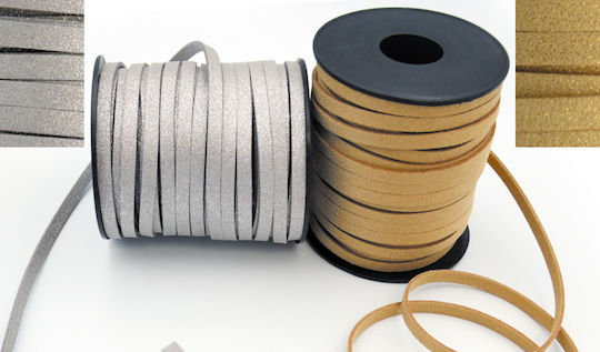 Korea Leather Glitter Wide 0.5cm X 25y 0501375 Silver Laces