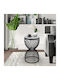 Round Side Table Stella Wooden Black with White Marble Effect M34.5xL34.5xH56.5cm