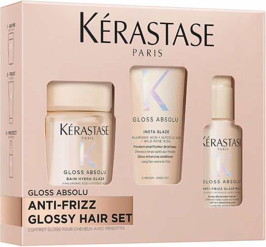 Kérastase Gloss Absolu Anti-Frizz Glossy Hair Hair Care Set for Frizzy Hair with Shampoo & Conditioner 3 Pieces