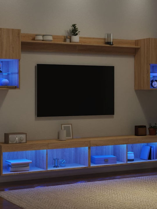 Living Room TV Unit with Showcase & Lighting Co...