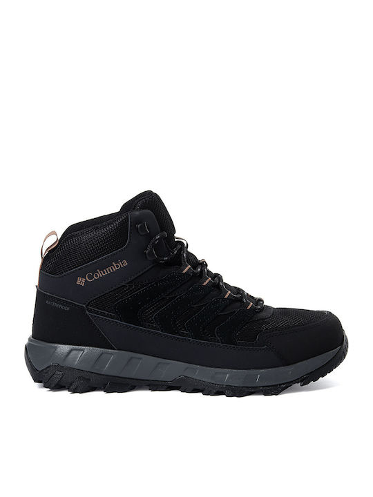 Columbia Strata Trail Mid Wp Ανδρικά Ορειβατικά Μποτάκια Αδιάβροχα Μαύρα