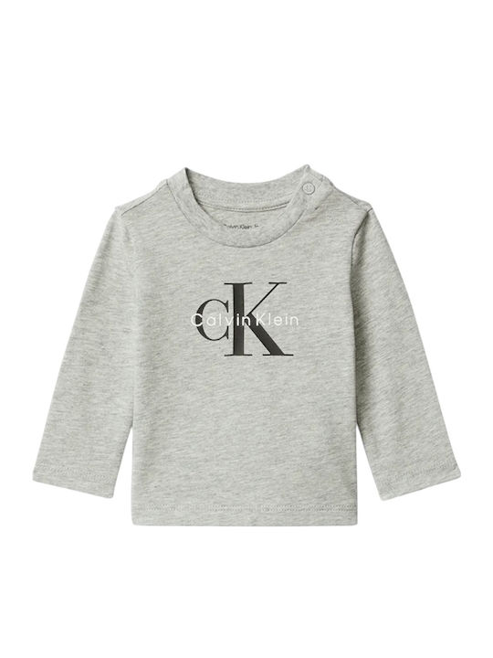 Calvin Klein Kinderhemd Langarm grau Monogram Ls