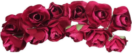 Paper Flowers 8cm Set 12pcs Burgundy