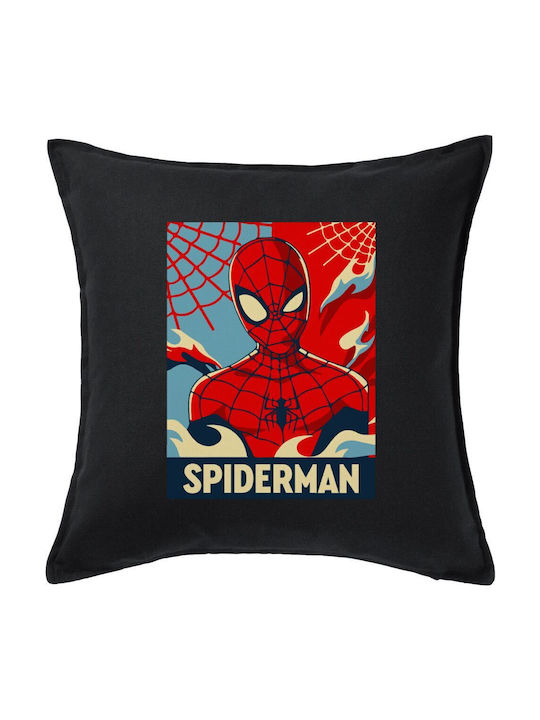 Spiderman Kid Μαξιλάρι Καναπέ Μαύρο 100% Βαμβάκι Περιέχεται Γέμισμα 50x50cm
