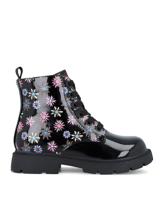 Kids Boots from Patent Leather with Zipper Black
