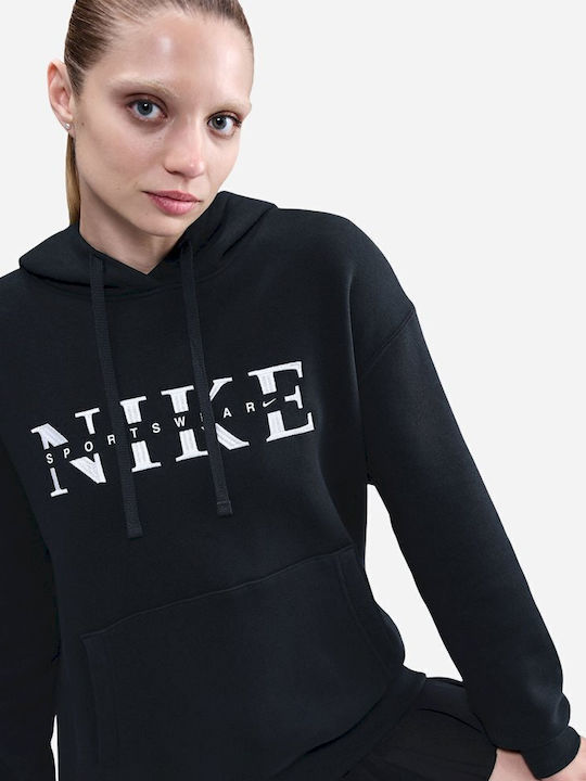 Nike Sportswear Γυναικείο Φούτερ με Κουκούλα Μαύρο