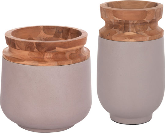 HomeMarkt Διακοσμητικό Βάζο Τσιμεντένιο Linter Καφέ Φ34xΥ60cm 2τμχ