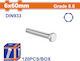 Wadfow Screw Hexagon Galvanized DIN 933 with Diameter M6 and Length 60mm 120pcs