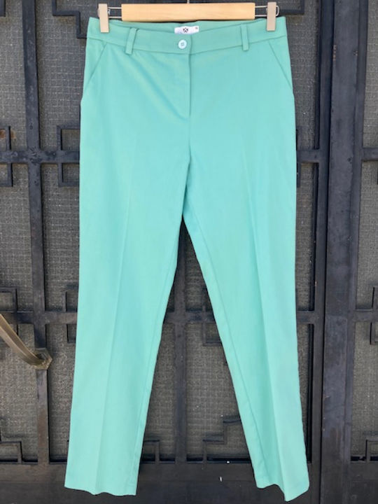 Chicard Women's Fabric Trousers Turquoise
