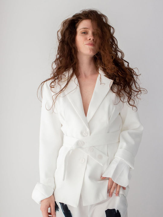 Sotris Long Women's Blazer White