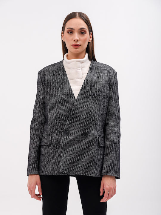 Liviana Conti Lang Damen Gekreuzt Blazer Black