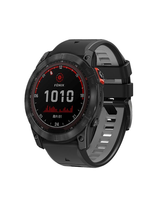 Silicone Strap Quickfit Garmin Fenix 22mm Black Grey