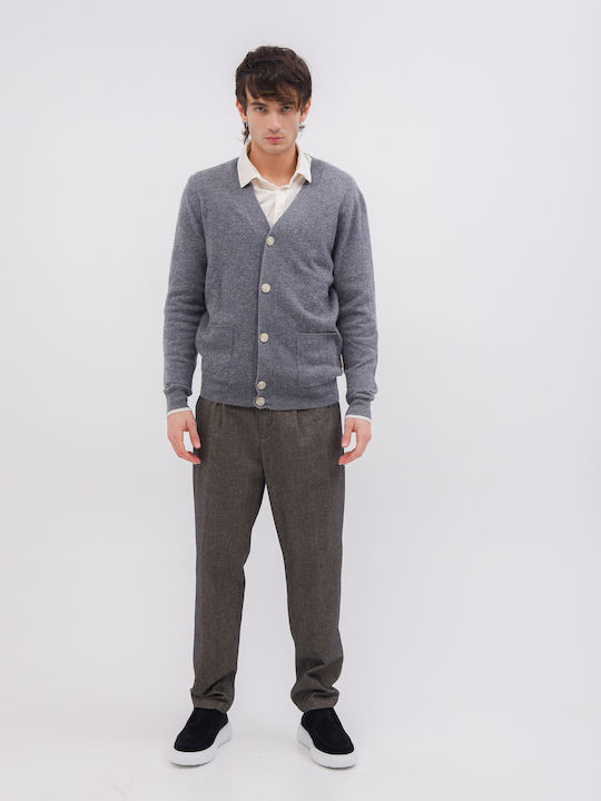 Men's Knitted Cardigan with Buttons Gray