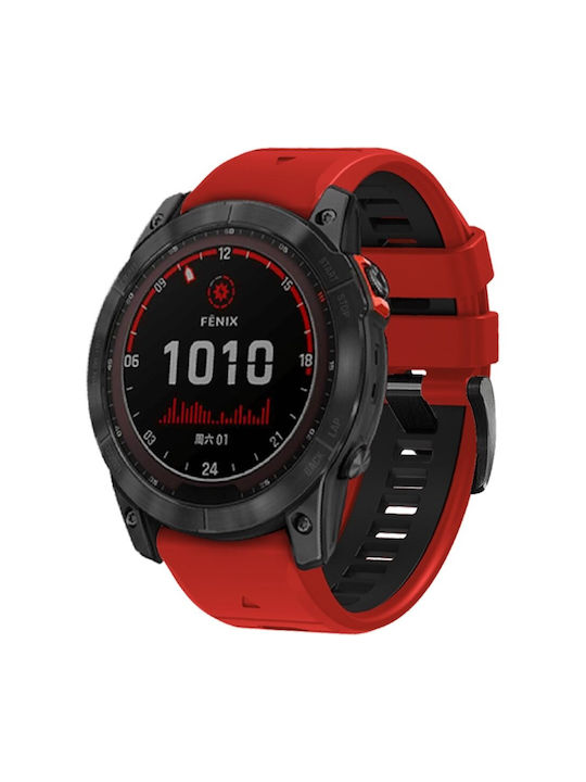 Curea Silicon Quickfit Garmin Fenix 22mm Roșie Neagră