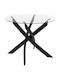 Round Table Kitchen with Glass Surface Black 90x90x74cm
