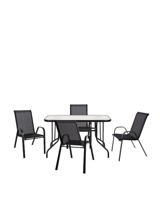 Garten- und Outdoor-Möbelsets Typsatz Speisesaal 5 Stück Schwarz