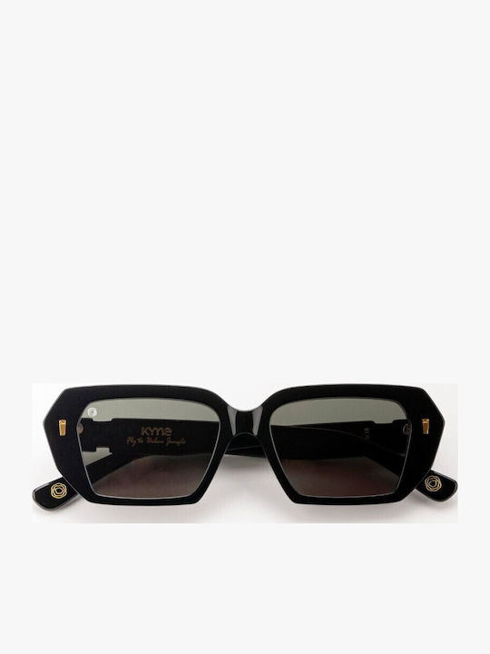 Kyme Men's Sunglasses with Black Horn-Rimmed Frame and Black Lens