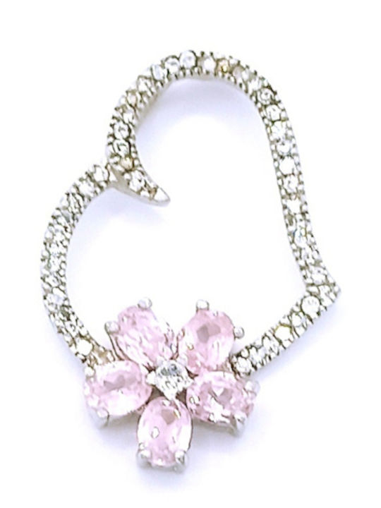 PS Silver Charm Сърце от Сребро с Розов Зиркон
