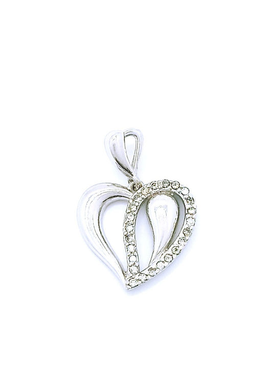 PS Silver Charm Καρδιά από Ασήμι με Ζιργκόν