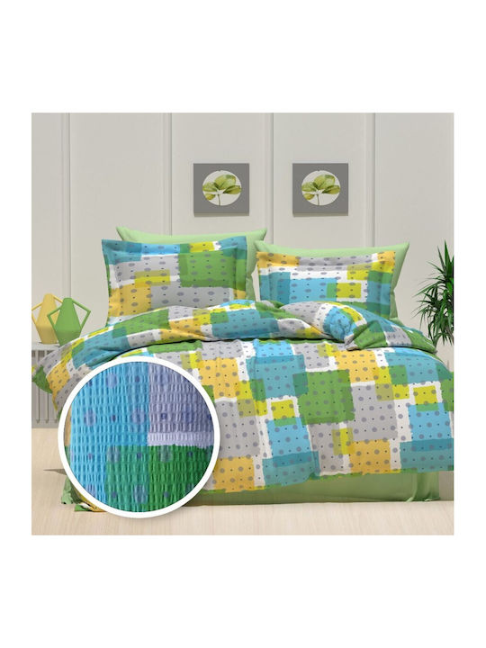 Pucioasa Set Husă de Pilotă Bumbac Semi-dublă cu Față de Pernă & 1 Cearsaf 180x220 Multicolored