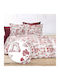 Pucioasa Set Husă de Pilotă Bumbac Dublă cu 2 Fețe de Pernă & 1 Cearsaf 200x220 Burgundy