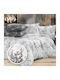 Pucioasa Set Husă de Pilotă Bumbac Dublă cu 4 Fețe de Pernă & 1 Cearsaf 200x220 Gray Twig Buds
